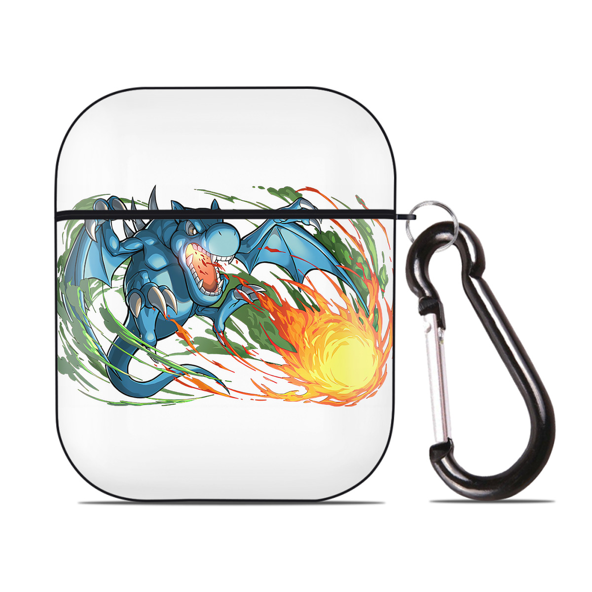 （画像用） 遊☆戯☆王 Yu-Gi-Oh! AirPods 第2世代保護ケース ハードシェル ブラック 耐衝撃・防指紋・カラビナ付き
