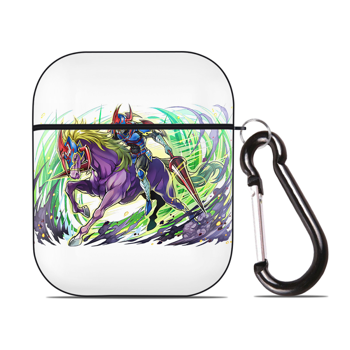 （画像用） 遊☆戯☆王 Yu-Gi-Oh! AirPods 第2世代保護ケース ハードシェル ブラック 耐衝撃・防指紋・カラビナ付き