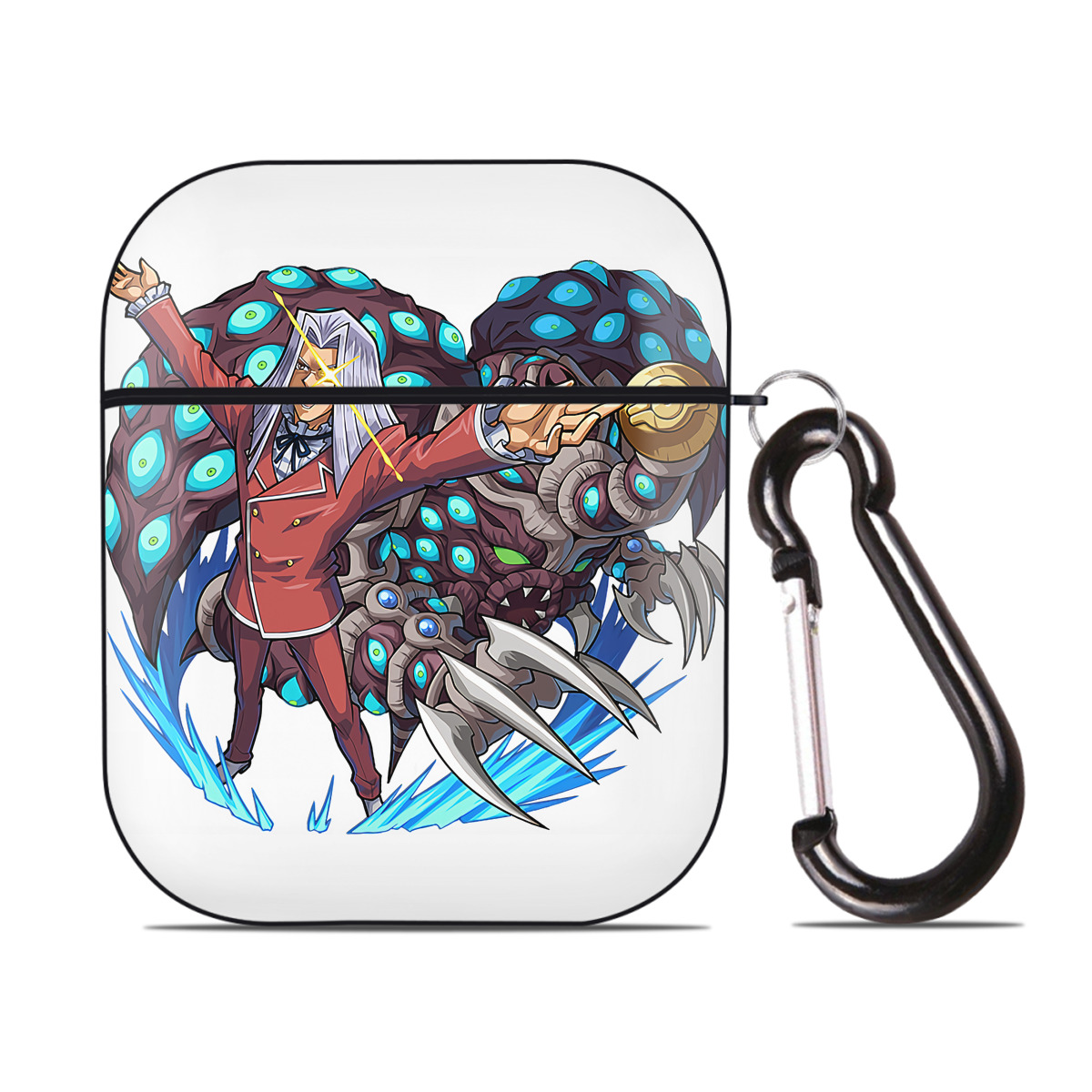 （画像用） 遊☆戯☆王 Yu-Gi-Oh! AirPods 第2世代保護ケース ハードシェル ブラック 耐衝撃・防指紋・カラビナ付き