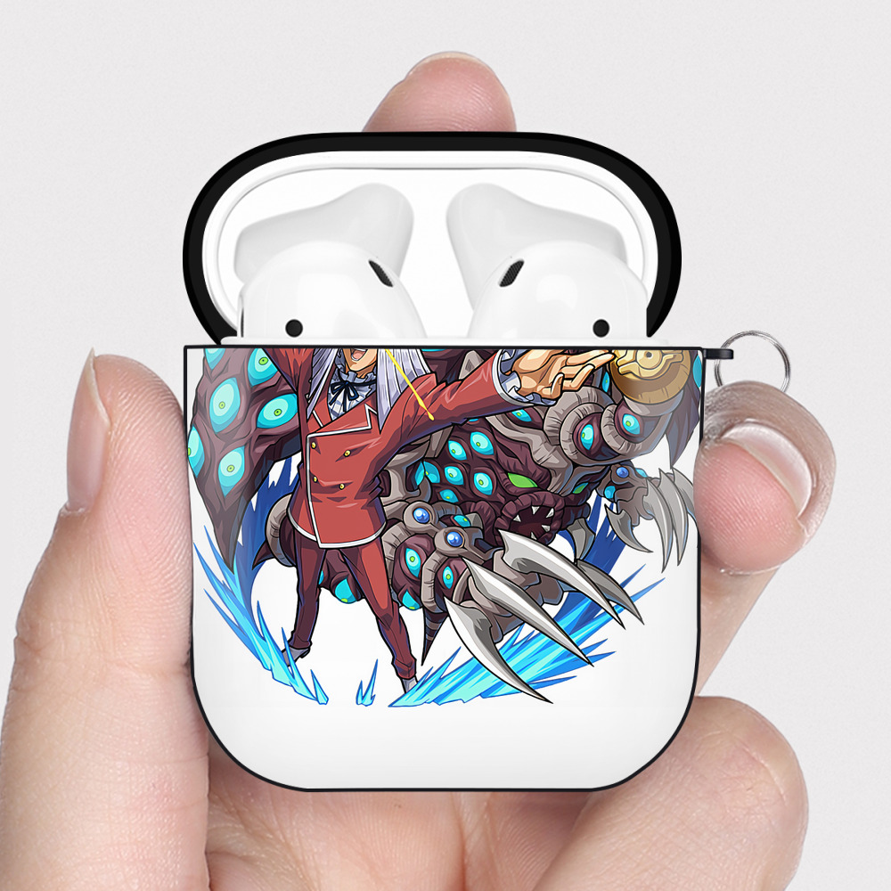 （画像用） 遊☆戯☆王 Yu-Gi-Oh! AirPods 第2世代保護ケース ハードシェル ブラック 耐衝撃・防指紋・カラビナ付き