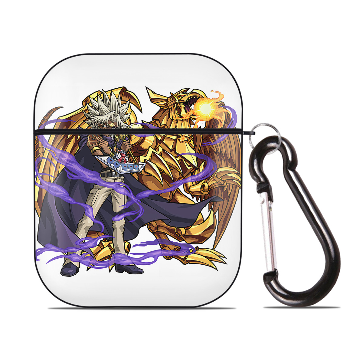 （画像用） 遊☆戯☆王 Yu-Gi-Oh! AirPods 第2世代保護ケース ハードシェル ブラック 耐衝撃・防指紋・カラビナ付き