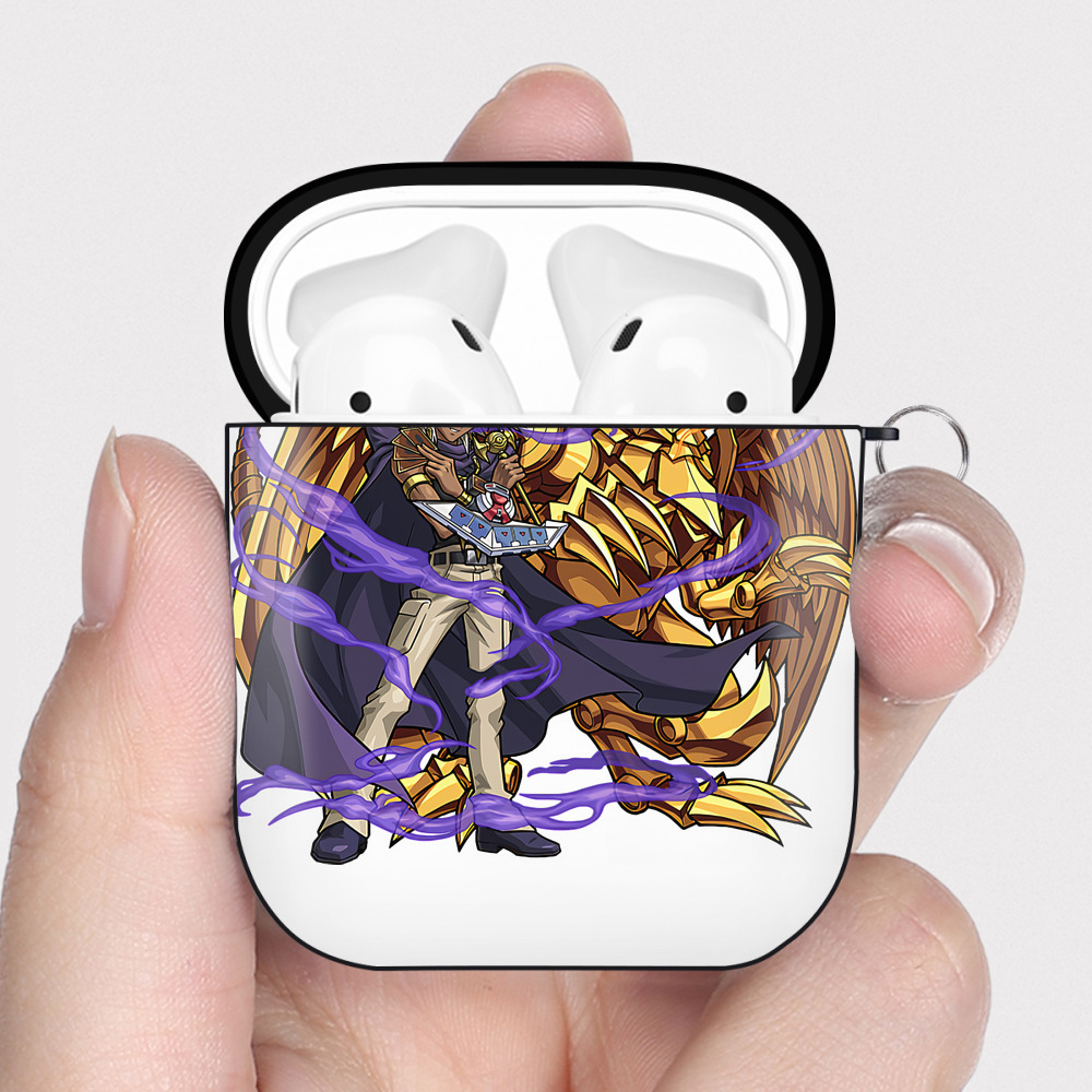 （画像用） 遊☆戯☆王 Yu-Gi-Oh! AirPods 第2世代保護ケース ハードシェル ブラック 耐衝撃・防指紋・カラビナ付き