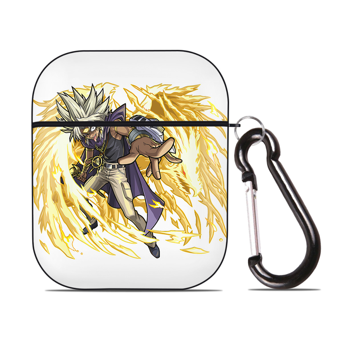 （画像用） 遊☆戯☆王 Yu-Gi-Oh! AirPods 第2世代保護ケース ハードシェル ブラック 耐衝撃・防指紋・カラビナ付き