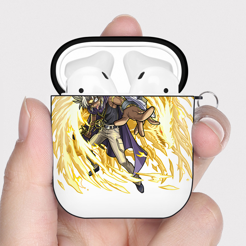 （画像用） 遊☆戯☆王 Yu-Gi-Oh! AirPods 第2世代保護ケース ハードシェル ブラック 耐衝撃・防指紋・カラビナ付き