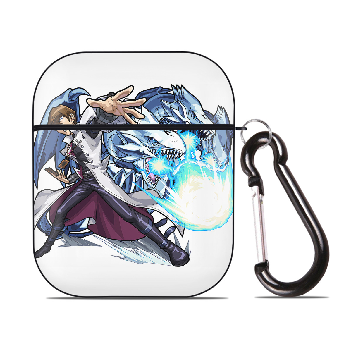 （画像用） 遊☆戯☆王 Yu-Gi-Oh! AirPods 第2世代保護ケース ハードシェル ブラック 耐衝撃・防指紋・カラビナ付き