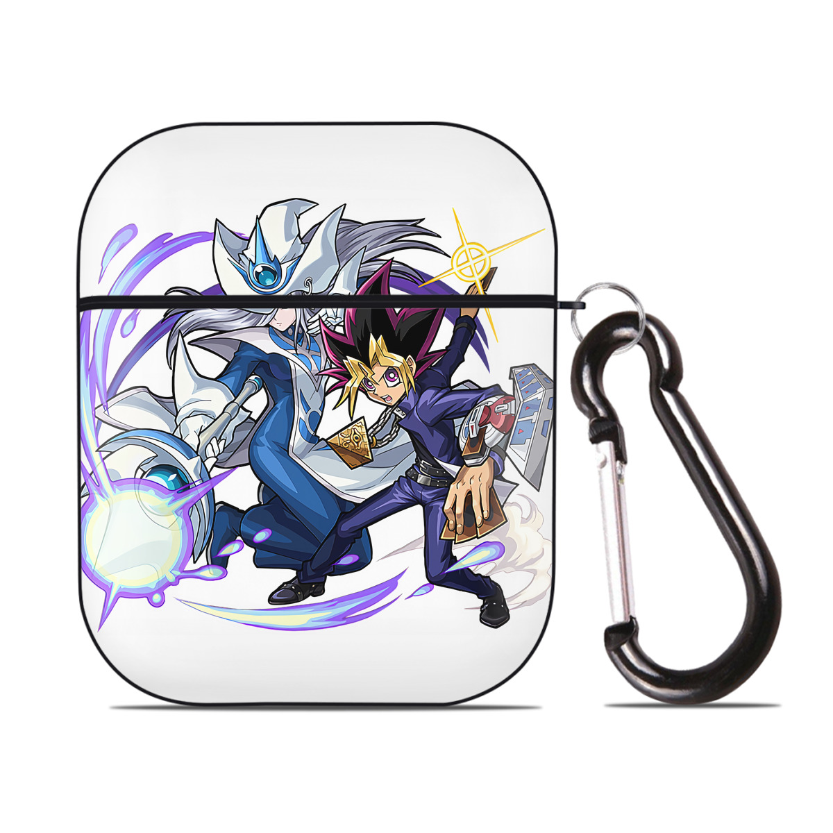 （画像用） 遊☆戯☆王 Yu-Gi-Oh! AirPods 第2世代保護ケース ハードシェル ブラック 耐衝撃・防指紋・カラビナ付き