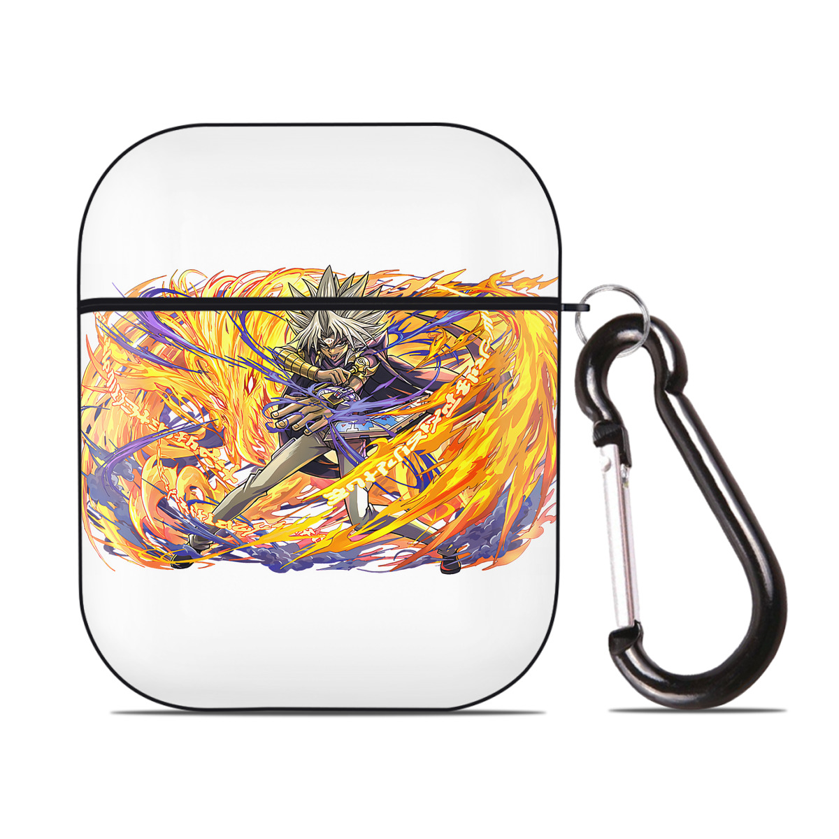 （画像用） 遊☆戯☆王 Yu-Gi-Oh! AirPods 第2世代保護ケース ハードシェル ブラック 耐衝撃・防指紋・カラビナ付き