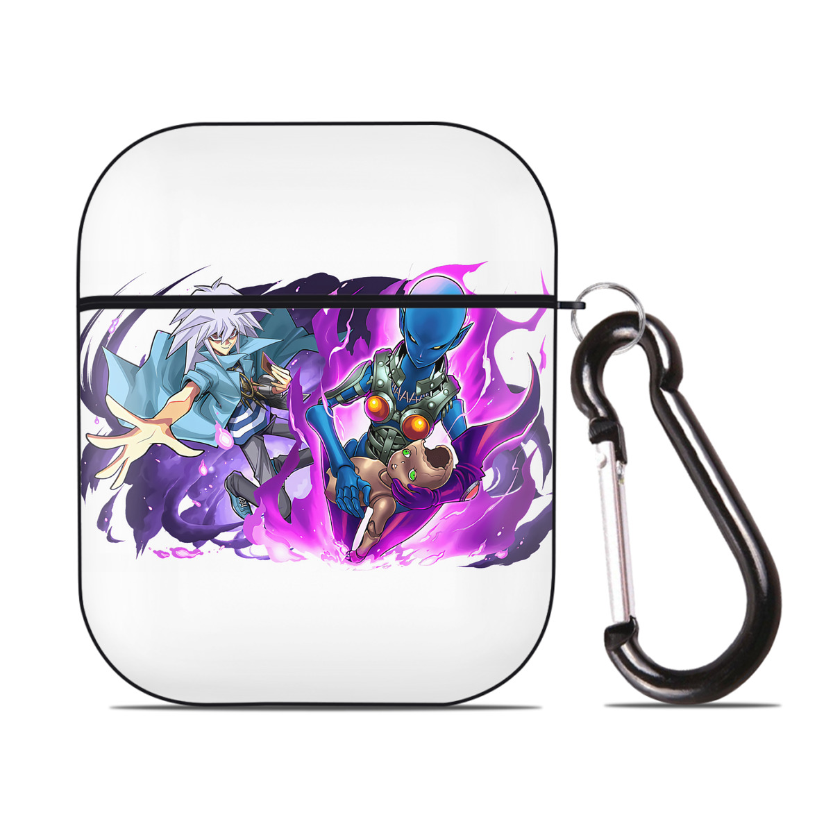 （画像用） 遊☆戯☆王 Yu-Gi-Oh! AirPods 第2世代保護ケース ハードシェル ブラック 耐衝撃・防指紋・カラビナ付き