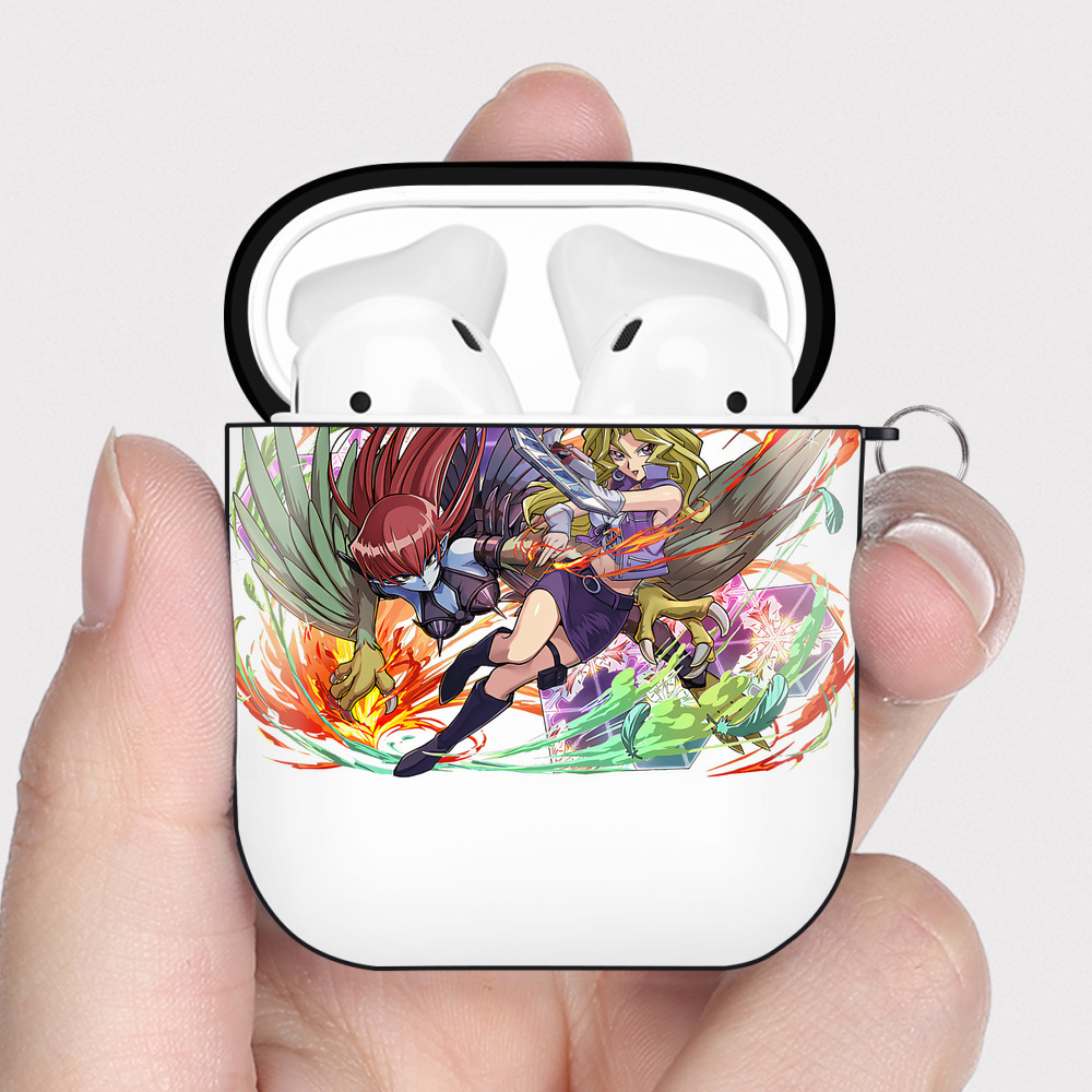（画像用） 遊☆戯☆王 Yu-Gi-Oh! AirPods 第2世代保護ケース ハードシェル ブラック 耐衝撃・防指紋・カラビナ付き