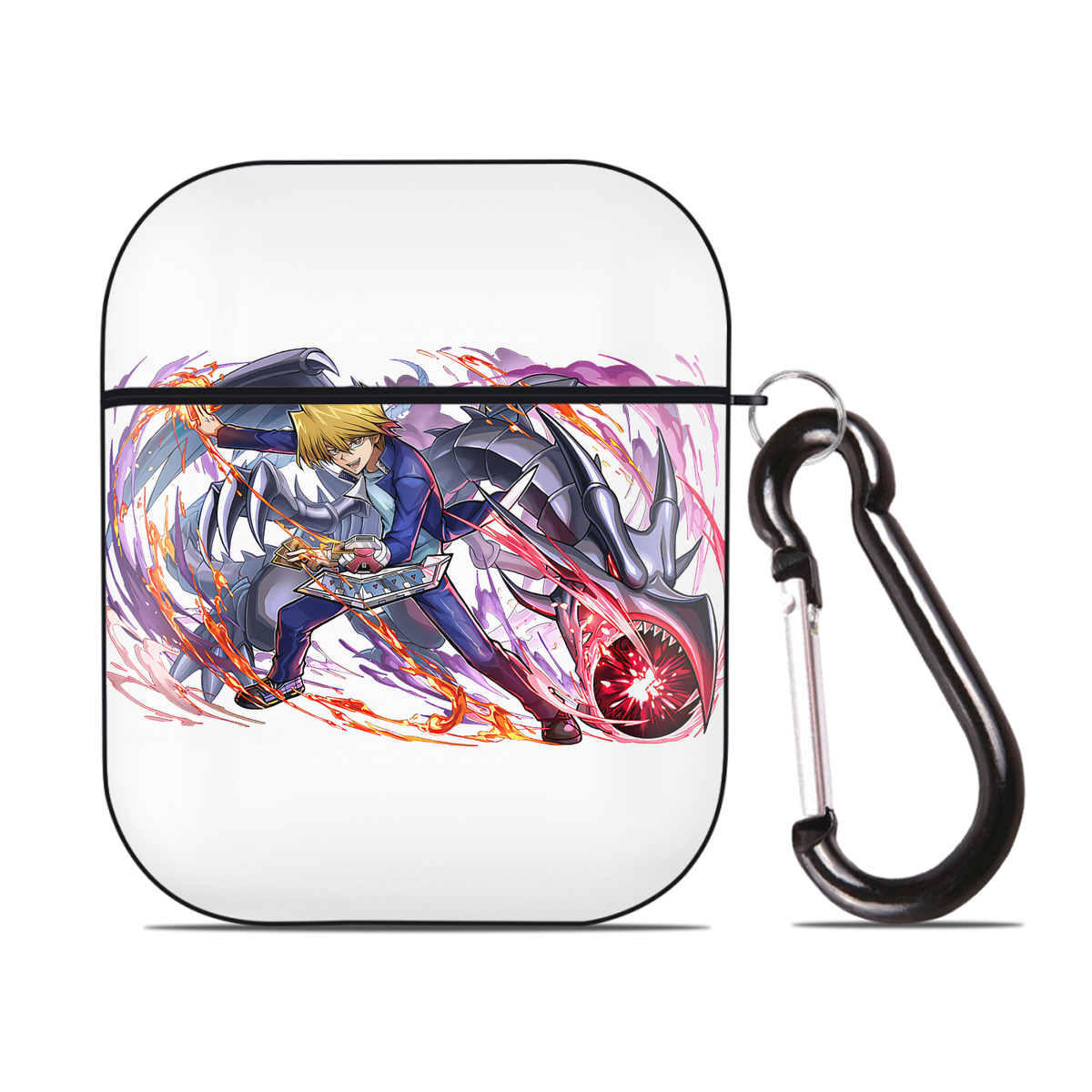 （画像用） 遊☆戯☆王 Yu-Gi-Oh! AirPods 第2世代保護ケース ハードシェル ブラック 耐衝撃・防指紋・カラビナ付き