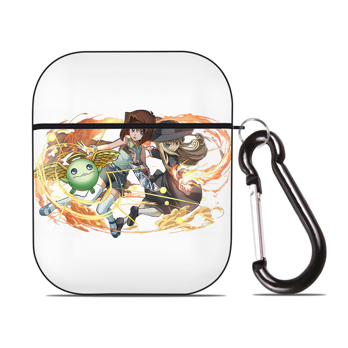 （画像用） 遊☆戯☆王 Yu-Gi-Oh! AirPods 第2世代保護ケース ハードシェル ブラック 耐衝撃・防指紋・カラビナ付き