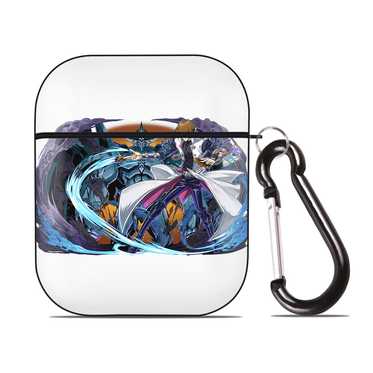 （画像用） 遊☆戯☆王 Yu-Gi-Oh! AirPods 第2世代保護ケース ハードシェル ブラック 耐衝撃・防指紋・カラビナ付き