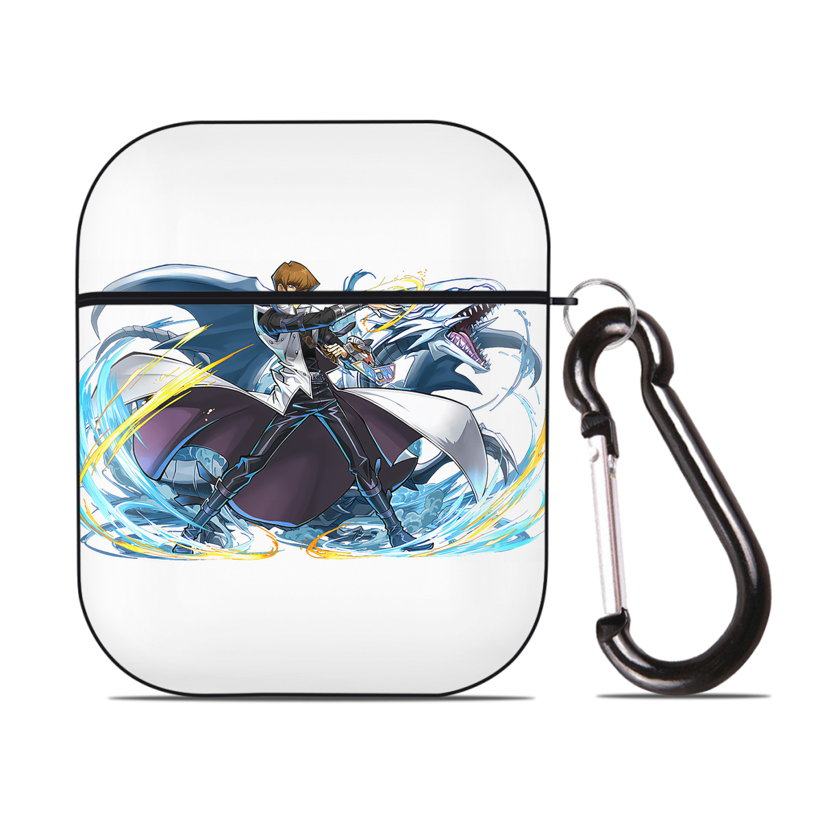 （画像用） 遊☆戯☆王 Yu-Gi-Oh! AirPods 第2世代保護ケース ハードシェル ブラック 耐衝撃・防指紋・カラビナ付き