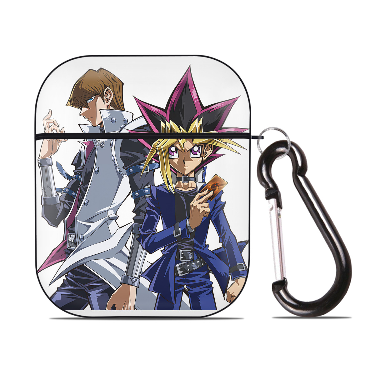 （画像用） 遊☆戯☆王 Yu-Gi-Oh! AirPods 第2世代保護ケース ハードシェル ブラック 耐衝撃・防指紋・カラビナ付き