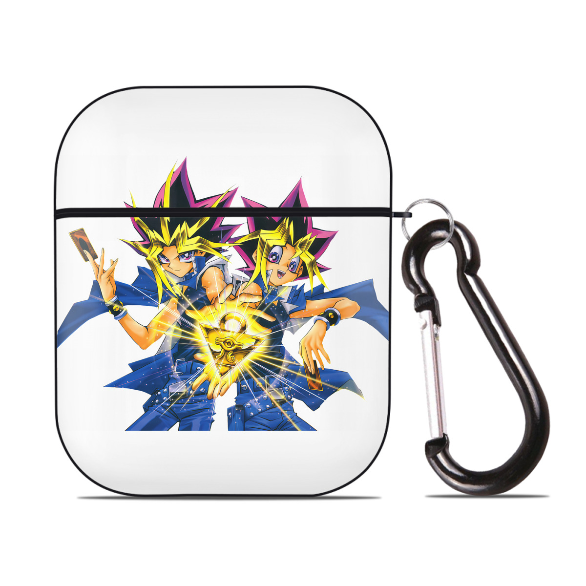（画像用） 遊☆戯☆王 Yu-Gi-Oh! AirPods 第2世代保護ケース ハードシェル ブラック 耐衝撃・防指紋・カラビナ付き