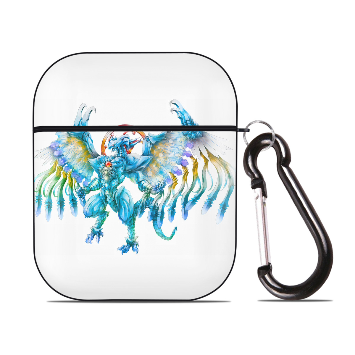 （画像用） 遊☆戯☆王 Yu-Gi-Oh! AirPods 第2世代保護ケース ハードシェル ブラック 耐衝撃・防指紋・カラビナ付き