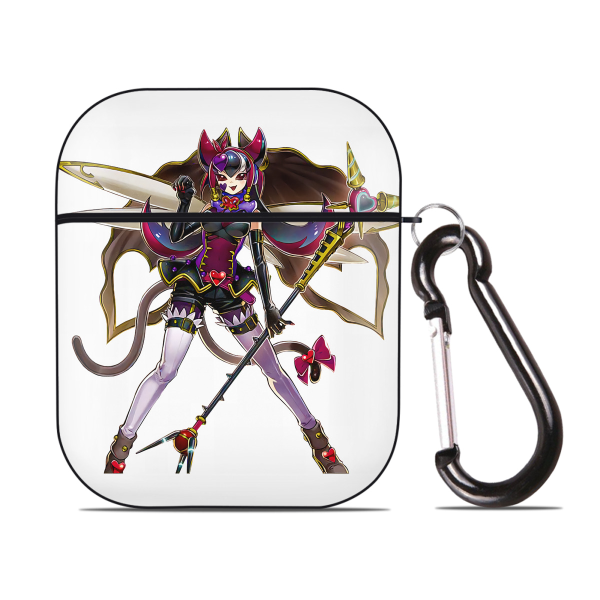 （画像用） 遊☆戯☆王 Yu-Gi-Oh! AirPods 第2世代保護ケース ハードシェル ブラック 耐衝撃・防指紋・カラビナ付き