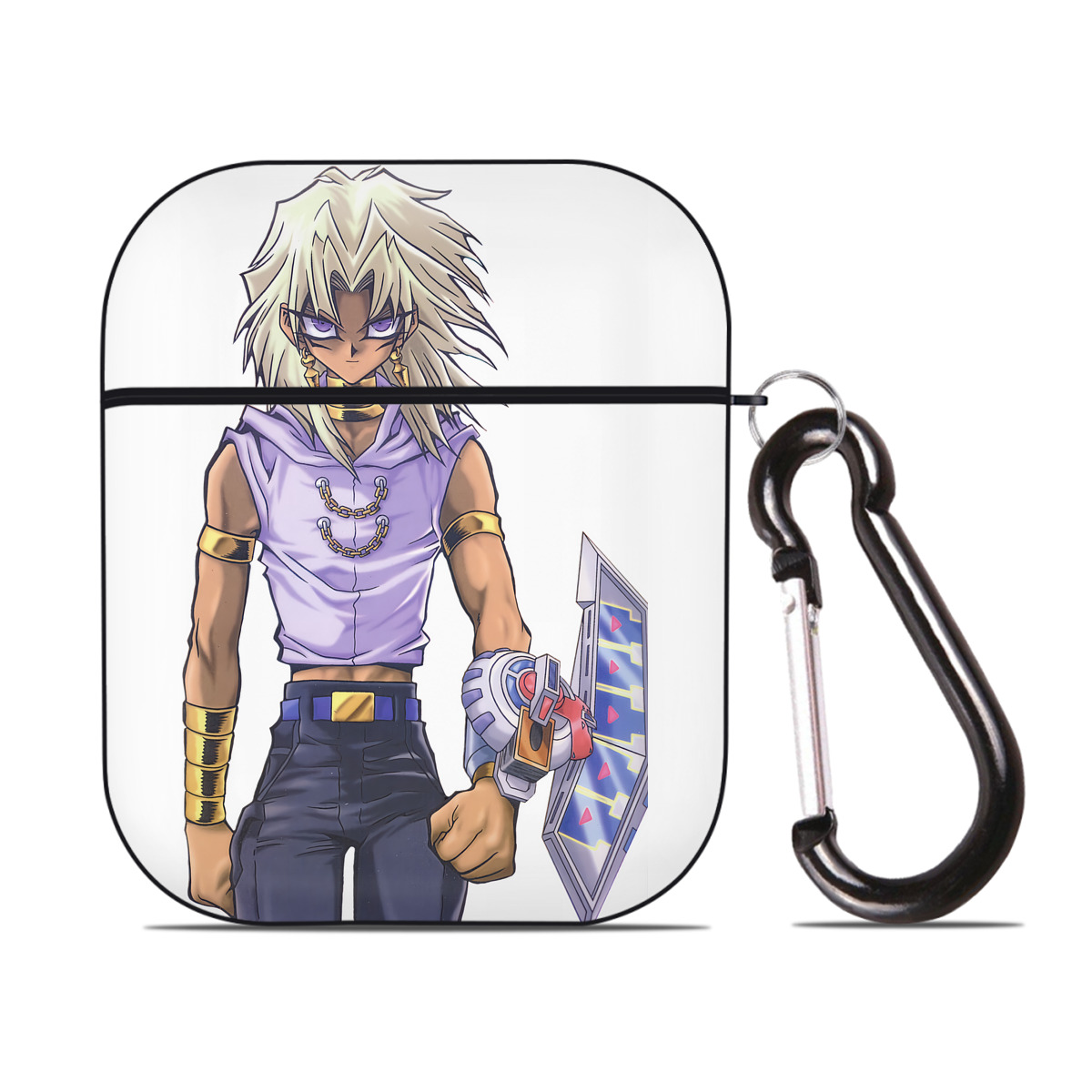 （画像用） 遊☆戯☆王 Yu-Gi-Oh! AirPods 第2世代保護ケース ハードシェル ブラック 耐衝撃・防指紋・カラビナ付き