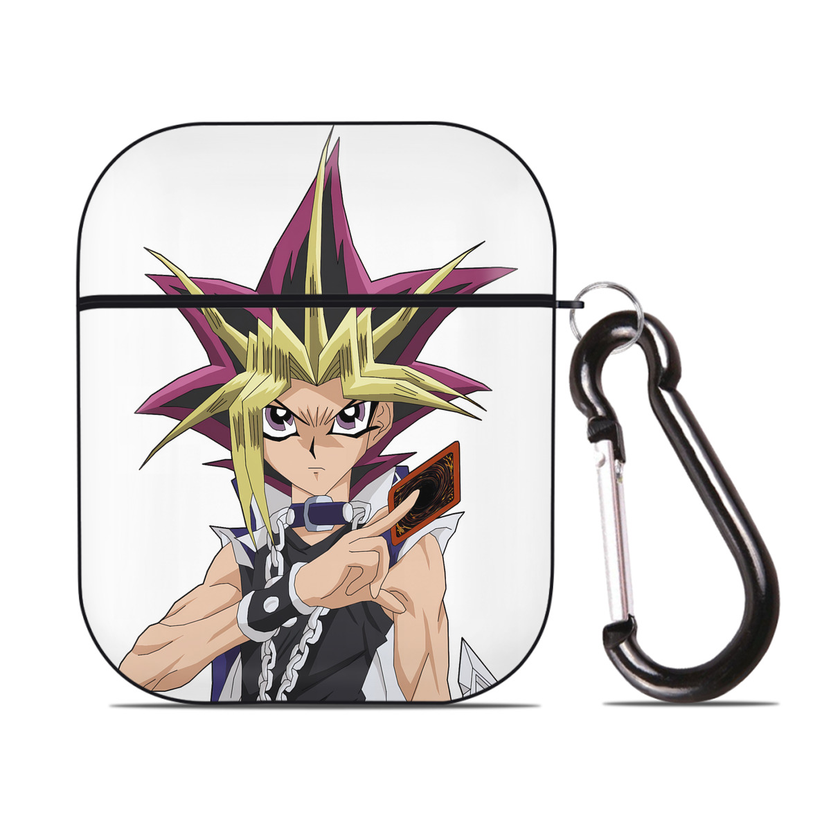 （画像用） 遊☆戯☆王 Yu-Gi-Oh! AirPods 第2世代保護ケース ハードシェル ブラック 耐衝撃・防指紋・カラビナ付き