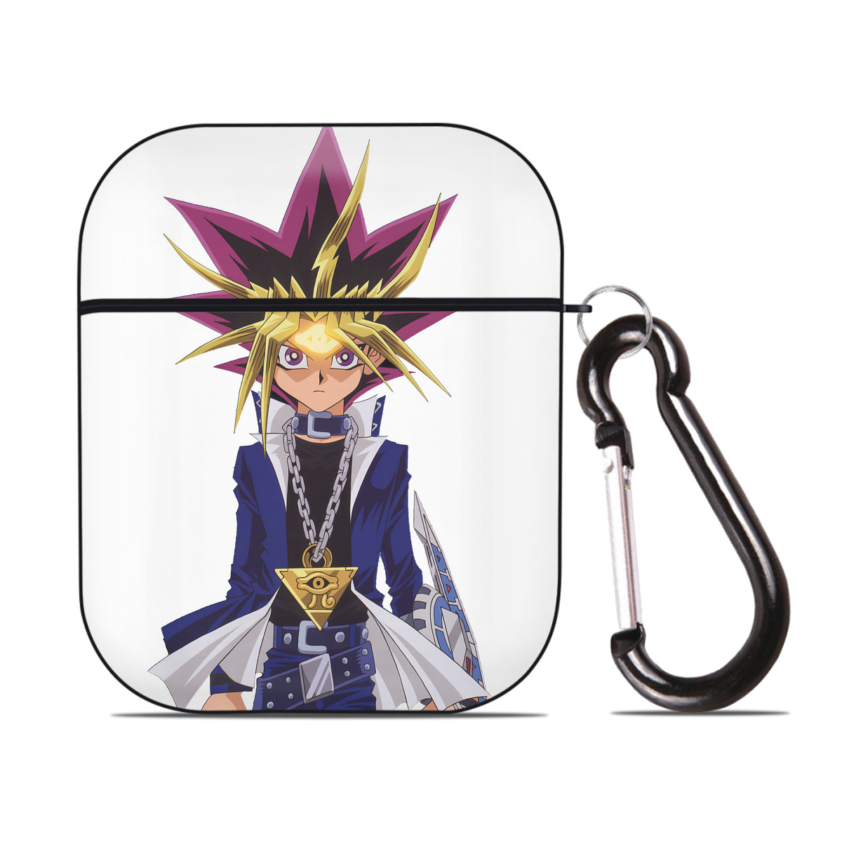 （画像用） 遊☆戯☆王 Yu-Gi-Oh! AirPods 第2世代保護ケース ハードシェル ブラック 耐衝撃・防指紋・カラビナ付き