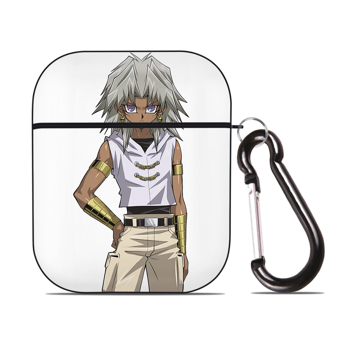 （画像用） 遊☆戯☆王 Yu-Gi-Oh! AirPods 第2世代保護ケース ハードシェル ブラック 耐衝撃・防指紋・カラビナ付き