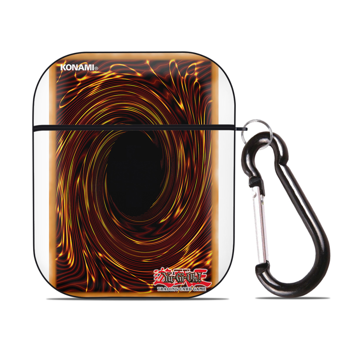 （画像用） 遊☆戯☆王 Yu-Gi-Oh! AirPods 第2世代保護ケース ハードシェル ブラック 耐衝撃・防指紋・カラビナ付き