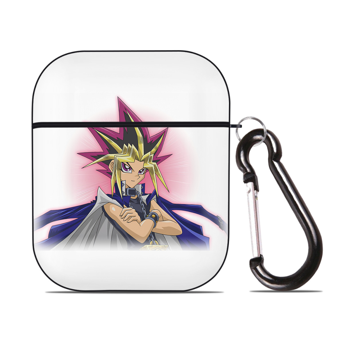 （画像用） 遊☆戯☆王 Yu-Gi-Oh! AirPods 第2世代保護ケース ハードシェル ブラック 耐衝撃・防指紋・カラビナ付き