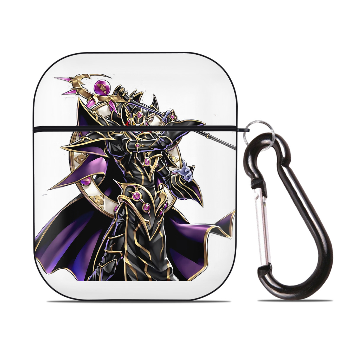 （画像用） 遊☆戯☆王 Yu-Gi-Oh! AirPods 第2世代保護ケース ハードシェル ブラック 耐衝撃・防指紋・カラビナ付き