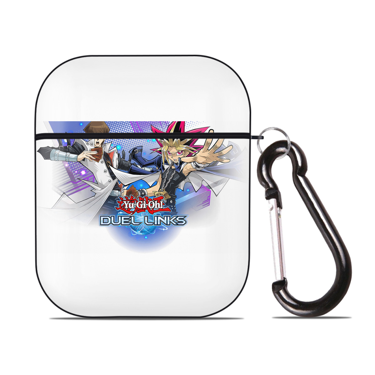 （画像用） 遊☆戯☆王 Yu-Gi-Oh! AirPods 第2世代保護ケース ハードシェル ブラック 耐衝撃・防指紋・カラビナ付き