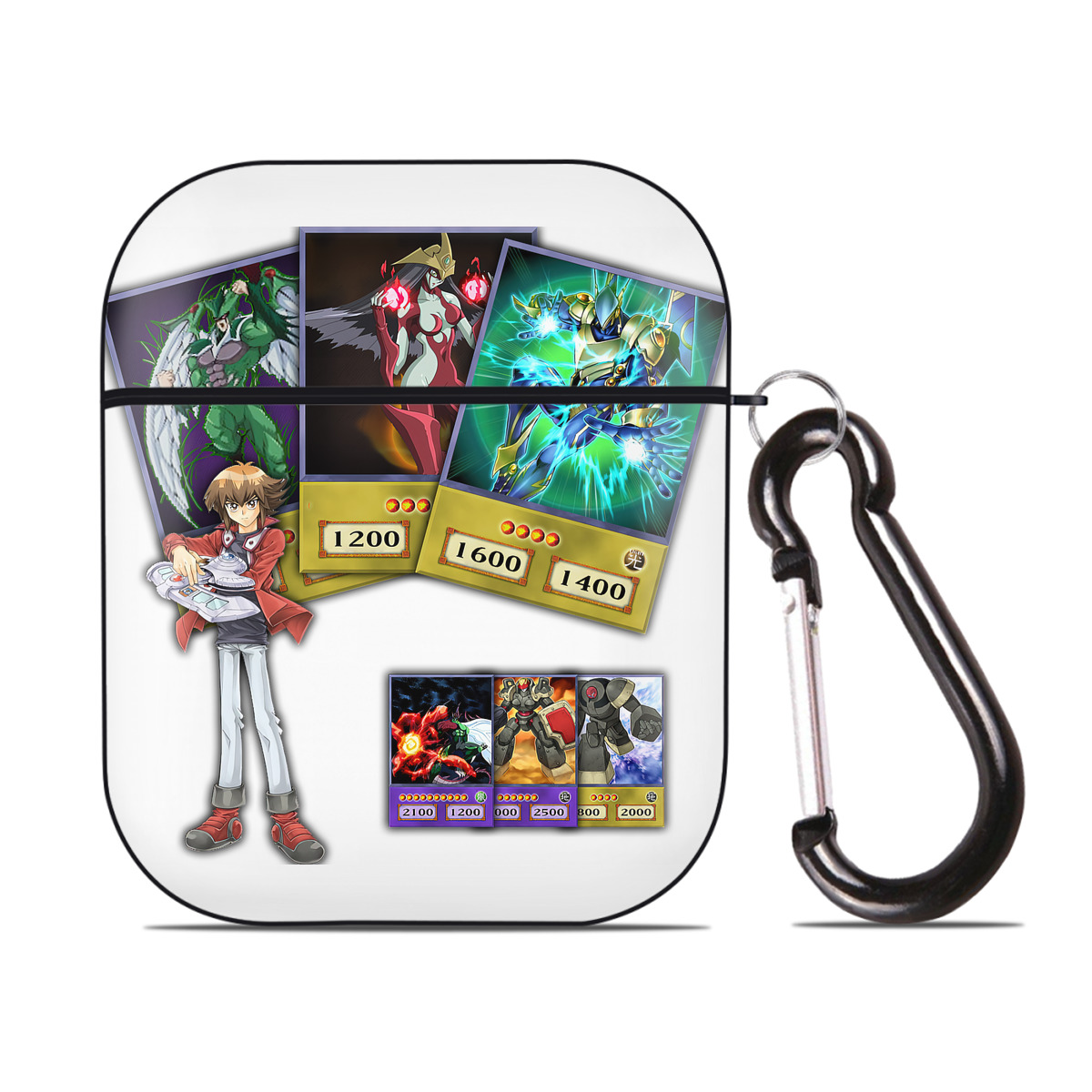 （画像用） 遊☆戯☆王 Yu-Gi-Oh! AirPods 第2世代保護ケース ハードシェル ブラック 耐衝撃・防指紋・カラビナ付き