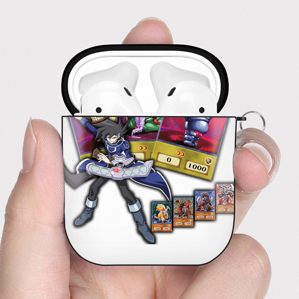 （画像用） 遊☆戯☆王 Yu-Gi-Oh! AirPods 第2世代保護ケース ハードシェル ブラック 耐衝撃・防指紋・カラビナ付き
