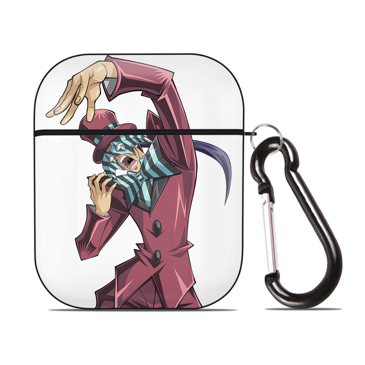 （画像用） 遊☆戯☆王 Yu-Gi-Oh! AirPods 第2世代保護ケース ハードシェル ブラック 耐衝撃・防指紋・カラビナ付き