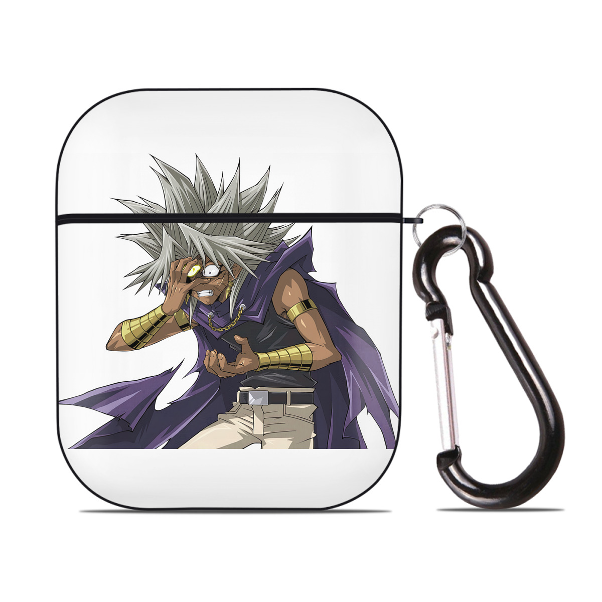 （画像用） 遊☆戯☆王 Yu-Gi-Oh! AirPods 第2世代保護ケース ハードシェル ブラック 耐衝撃・防指紋・カラビナ付き