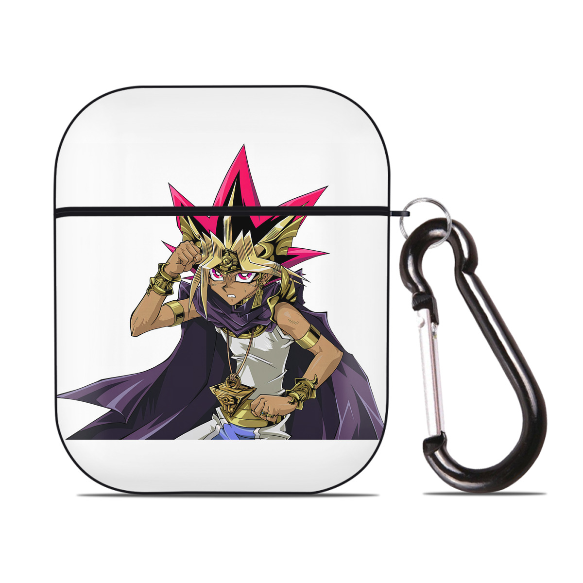 （画像用） 遊☆戯☆王 Yu-Gi-Oh! AirPods 第2世代保護ケース ハードシェル ブラック 耐衝撃・防指紋・カラビナ付き