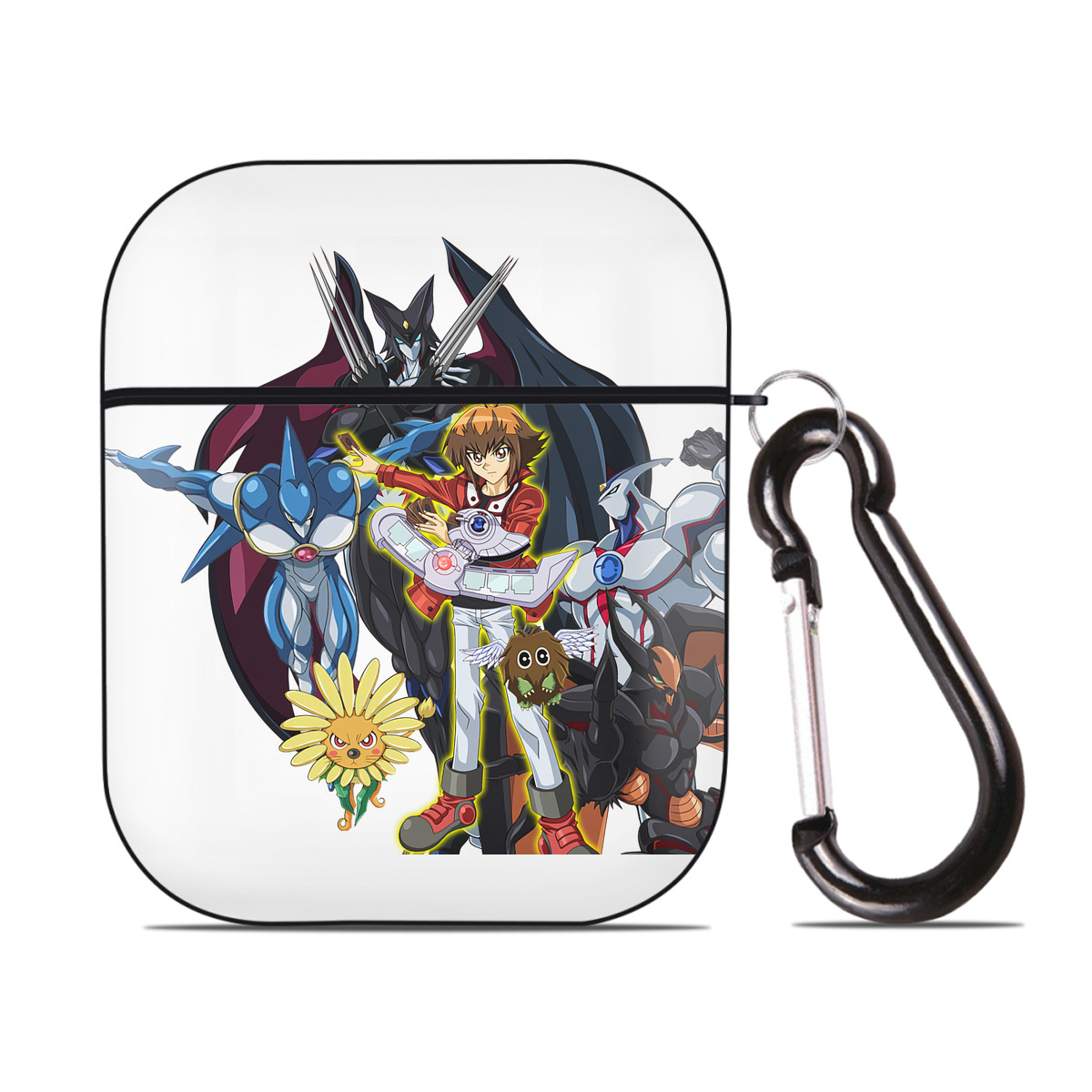 （画像用） 遊☆戯☆王 Yu-Gi-Oh! AirPods 第2世代保護ケース ハードシェル ブラック 耐衝撃・防指紋・カラビナ付き