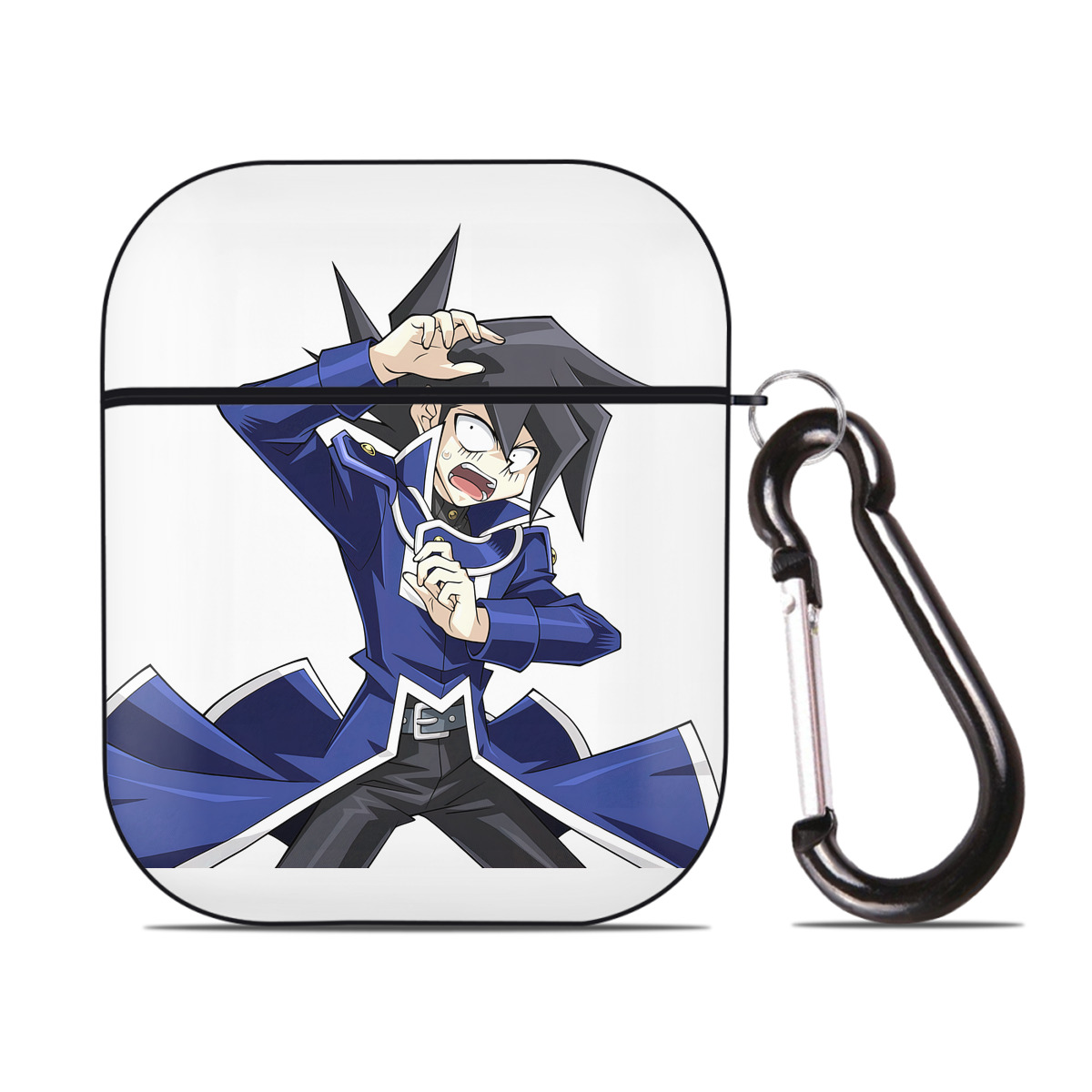 （画像用） 遊☆戯☆王 Yu-Gi-Oh! AirPods 第2世代保護ケース ハードシェル ブラック 耐衝撃・防指紋・カラビナ付き