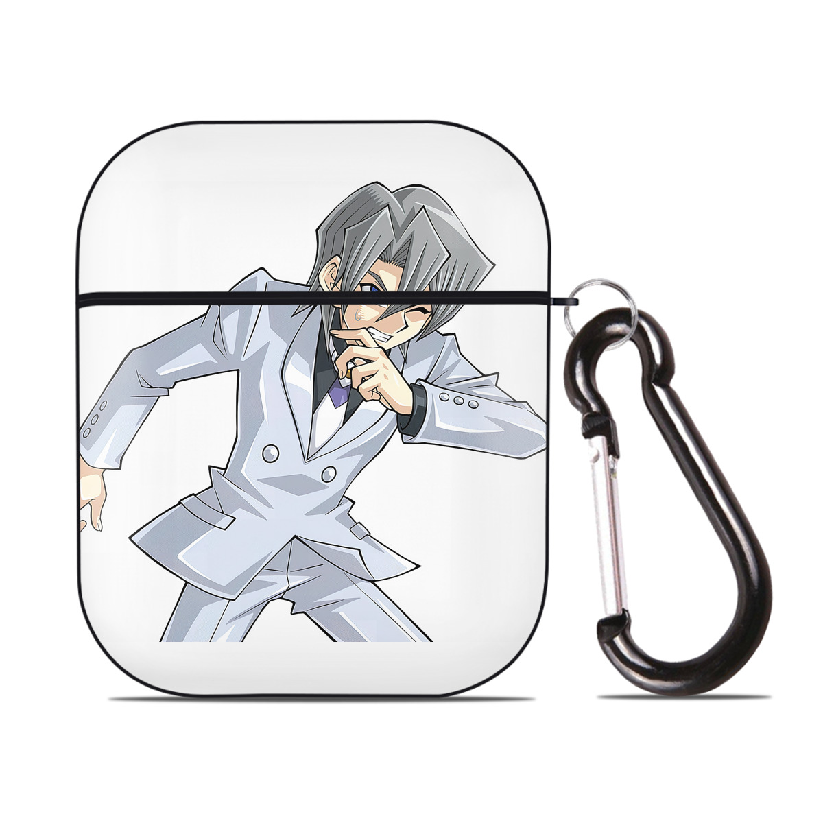 （画像用） 遊☆戯☆王 Yu-Gi-Oh! AirPods 第2世代保護ケース ハードシェル ブラック 耐衝撃・防指紋・カラビナ付き