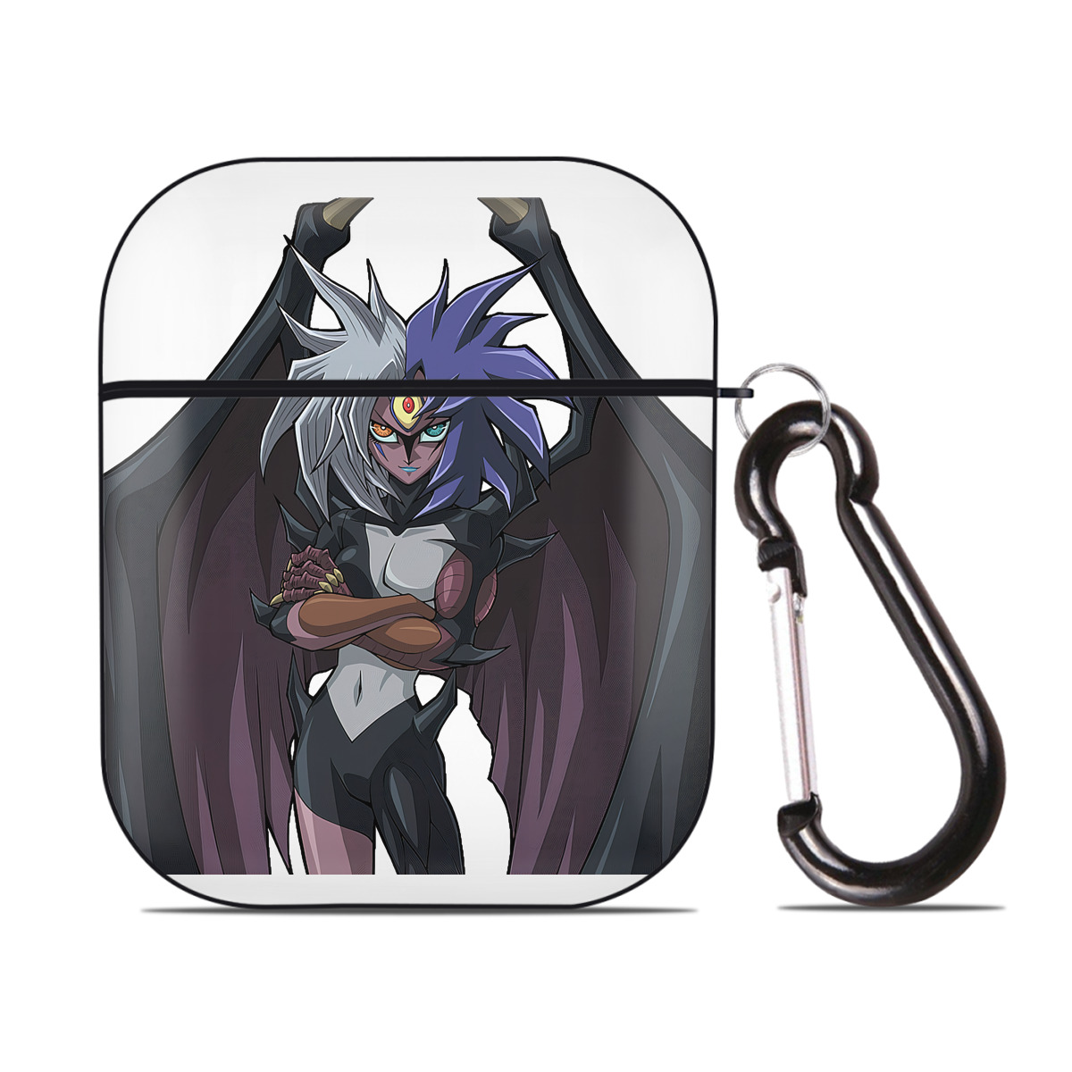 （画像用） 遊☆戯☆王 Yu-Gi-Oh! AirPods 第2世代保護ケース ハードシェル ブラック 耐衝撃・防指紋・カラビナ付き