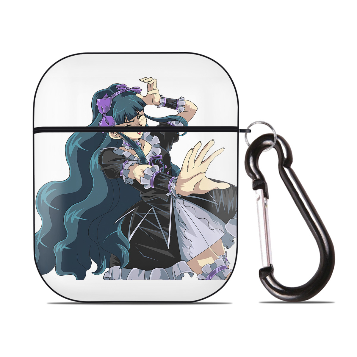 （画像用） 遊☆戯☆王 Yu-Gi-Oh! AirPods 第2世代保護ケース ハードシェル ブラック 耐衝撃・防指紋・カラビナ付き