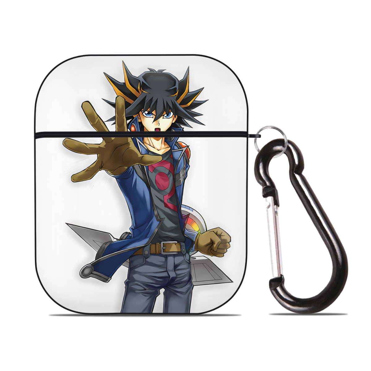 （画像用） 遊☆戯☆王 Yu-Gi-Oh! AirPods 第2世代保護ケース ハードシェル ブラック 耐衝撃・防指紋・カラビナ付き