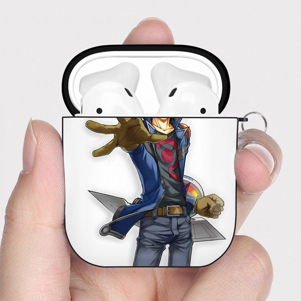 （画像用） 遊☆戯☆王 Yu-Gi-Oh! AirPods 第2世代保護ケース ハードシェル ブラック 耐衝撃・防指紋・カラビナ付き