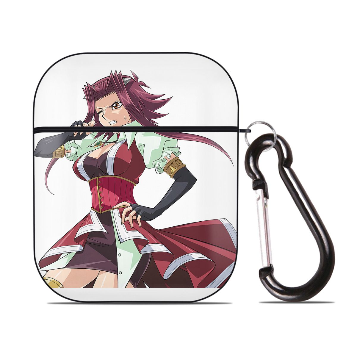 （画像用） 遊☆戯☆王 Yu-Gi-Oh! AirPods 第2世代保護ケース ハードシェル ブラック 耐衝撃・防指紋・カラビナ付き