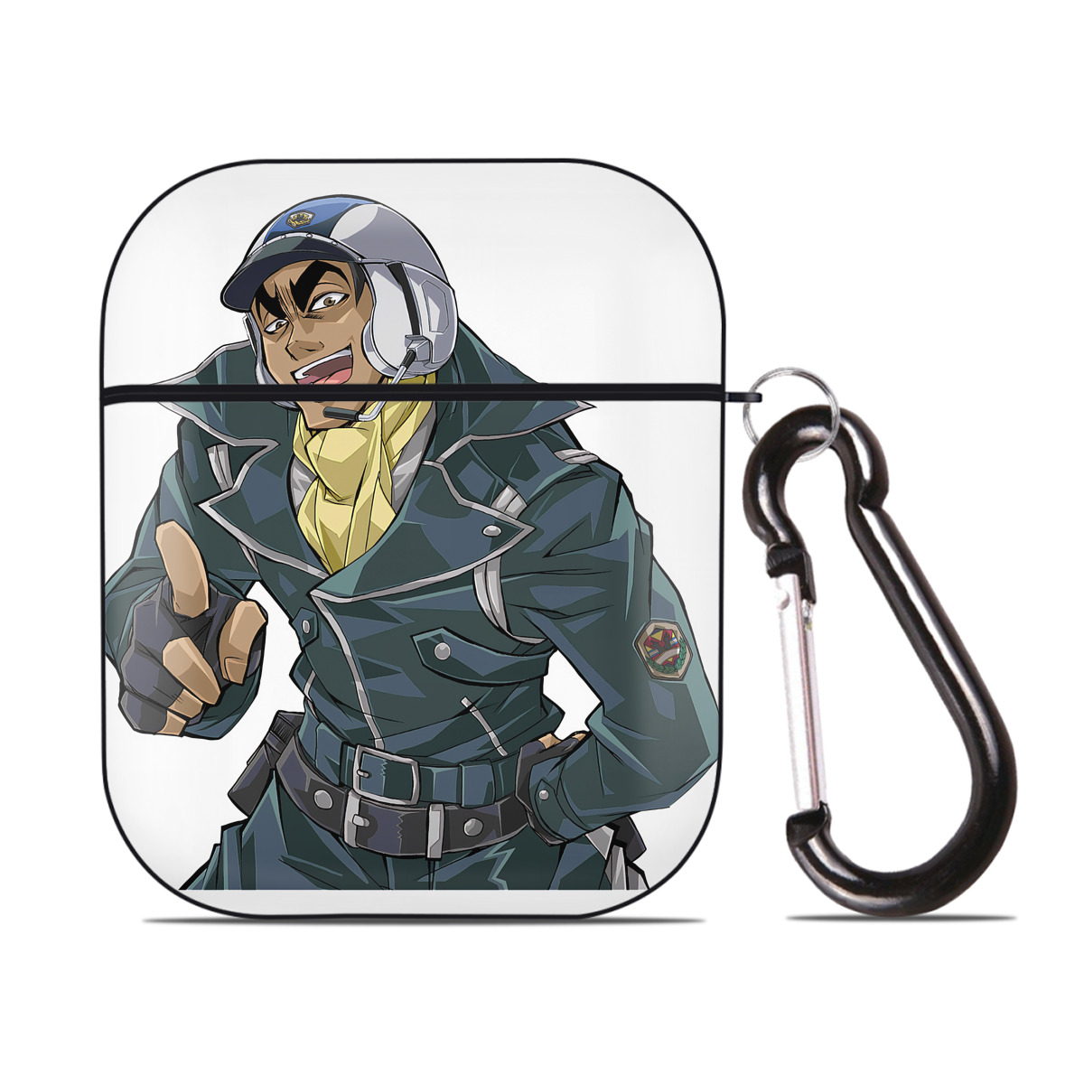 （画像用） 遊☆戯☆王 Yu-Gi-Oh! AirPods 第2世代保護ケース ハードシェル ブラック 耐衝撃・防指紋・カラビナ付き