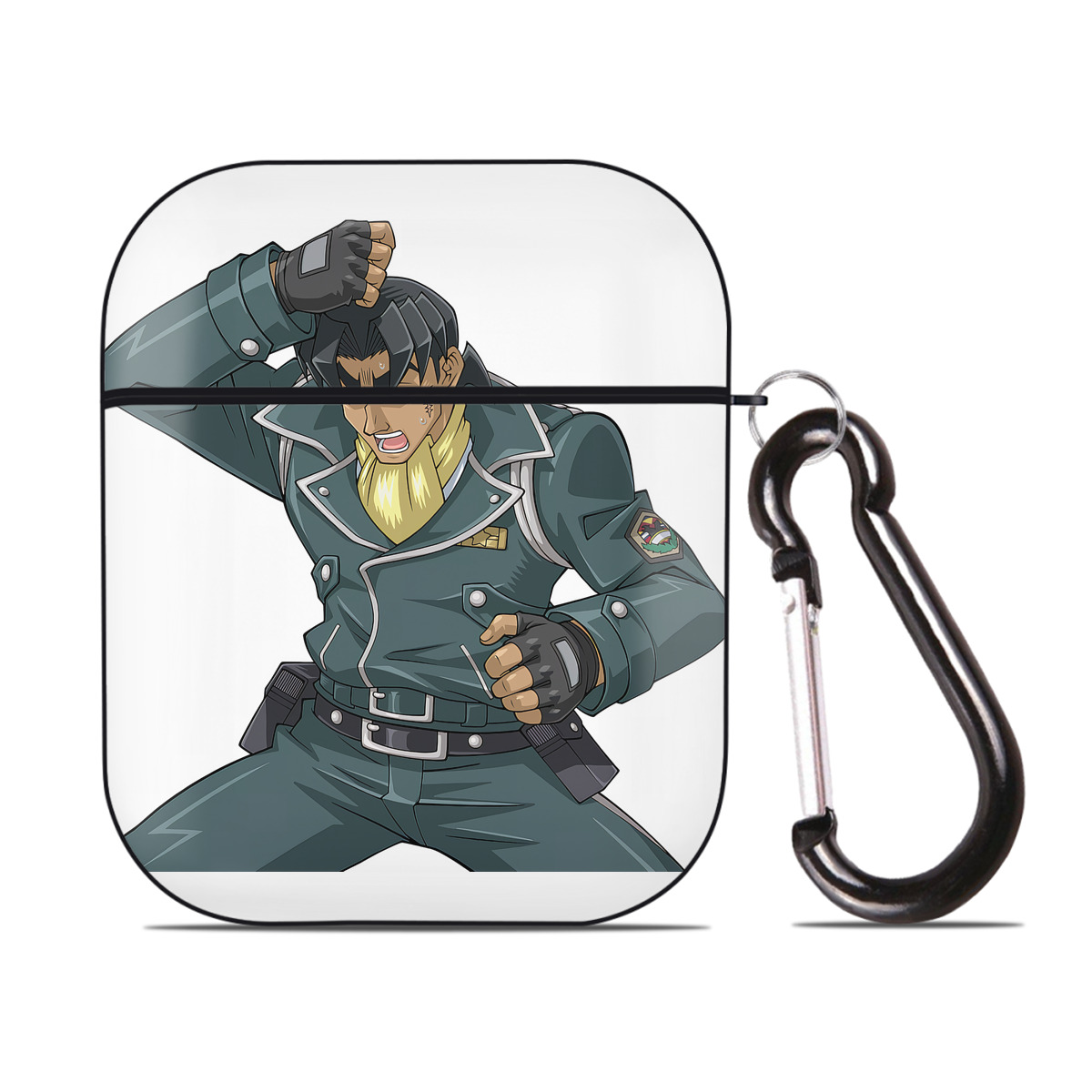 （画像用） 遊☆戯☆王 Yu-Gi-Oh! AirPods 第2世代保護ケース ハードシェル ブラック 耐衝撃・防指紋・カラビナ付き