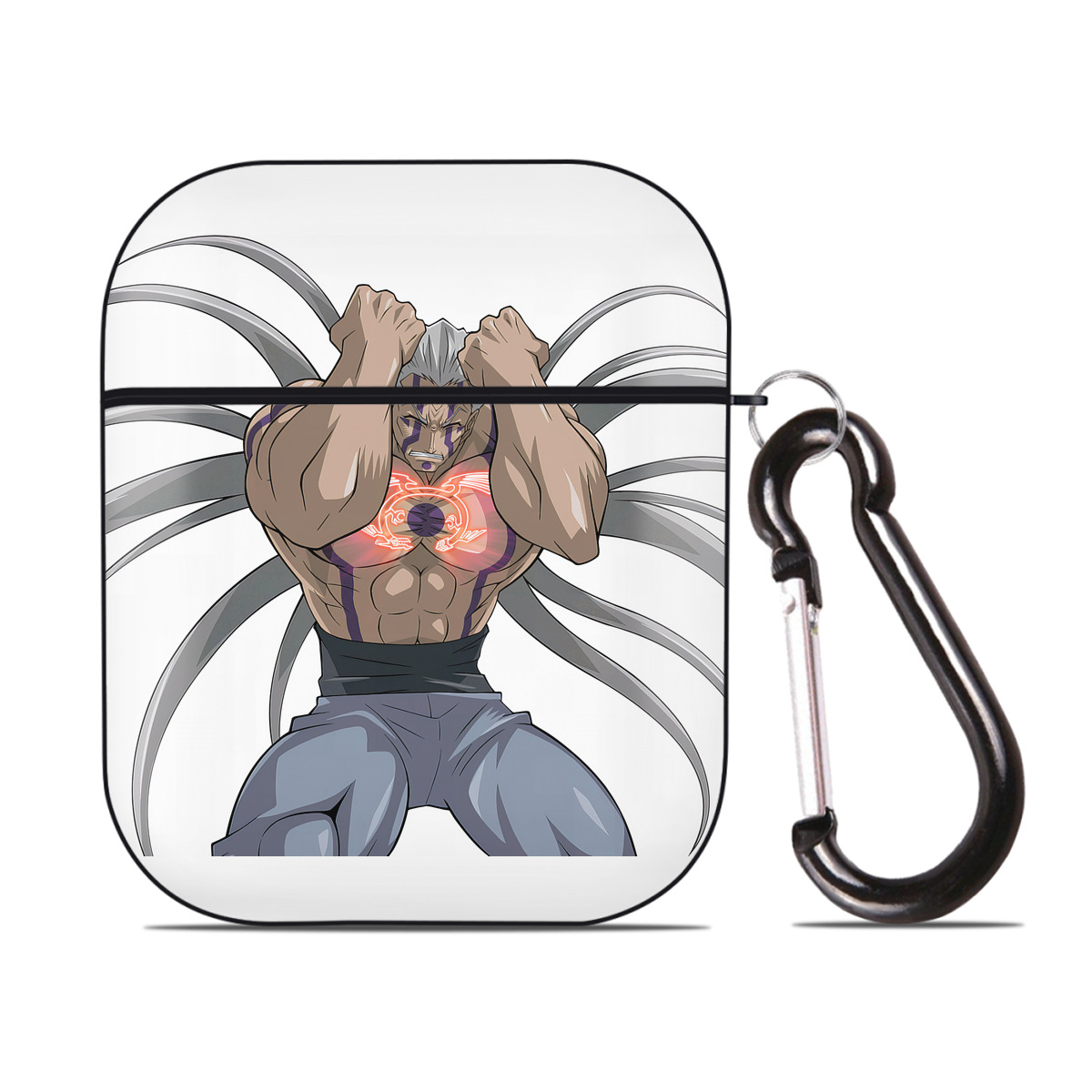 （画像用） 遊☆戯☆王 Yu-Gi-Oh! AirPods 第2世代保護ケース ハードシェル ブラック 耐衝撃・防指紋・カラビナ付き