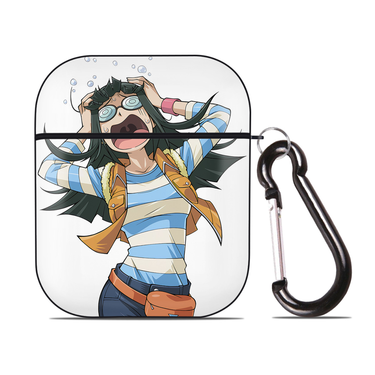 （画像用） 遊☆戯☆王 Yu-Gi-Oh! AirPods 第2世代保護ケース ハードシェル ブラック 耐衝撃・防指紋・カラビナ付き