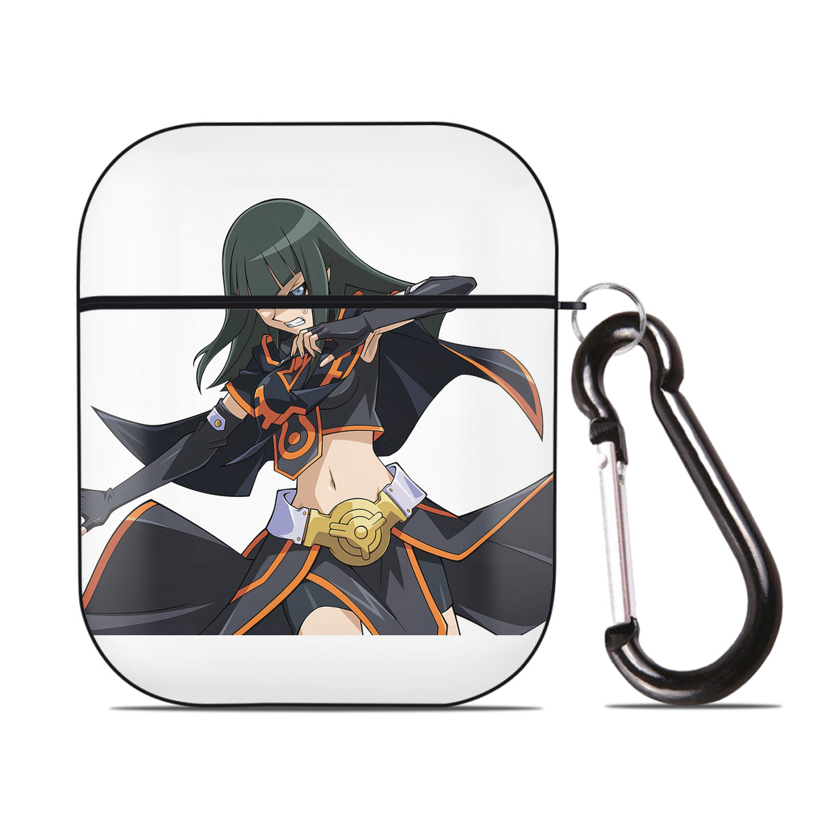 （画像用） 遊☆戯☆王 Yu-Gi-Oh! AirPods 第2世代保護ケース ハードシェル ブラック 耐衝撃・防指紋・カラビナ付き