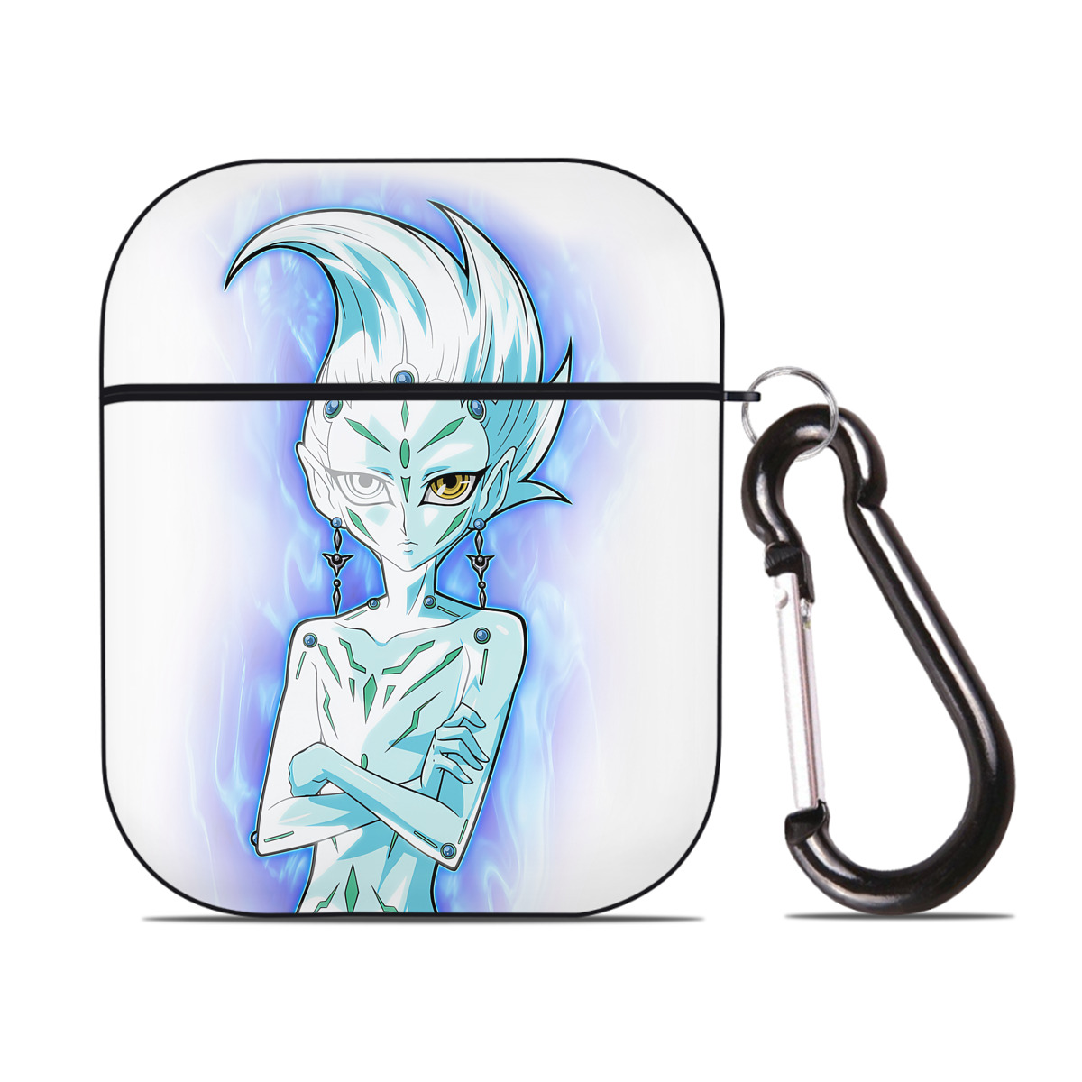 （画像用） 遊☆戯☆王 Yu-Gi-Oh! AirPods 第2世代保護ケース ハードシェル ブラック 耐衝撃・防指紋・カラビナ付き