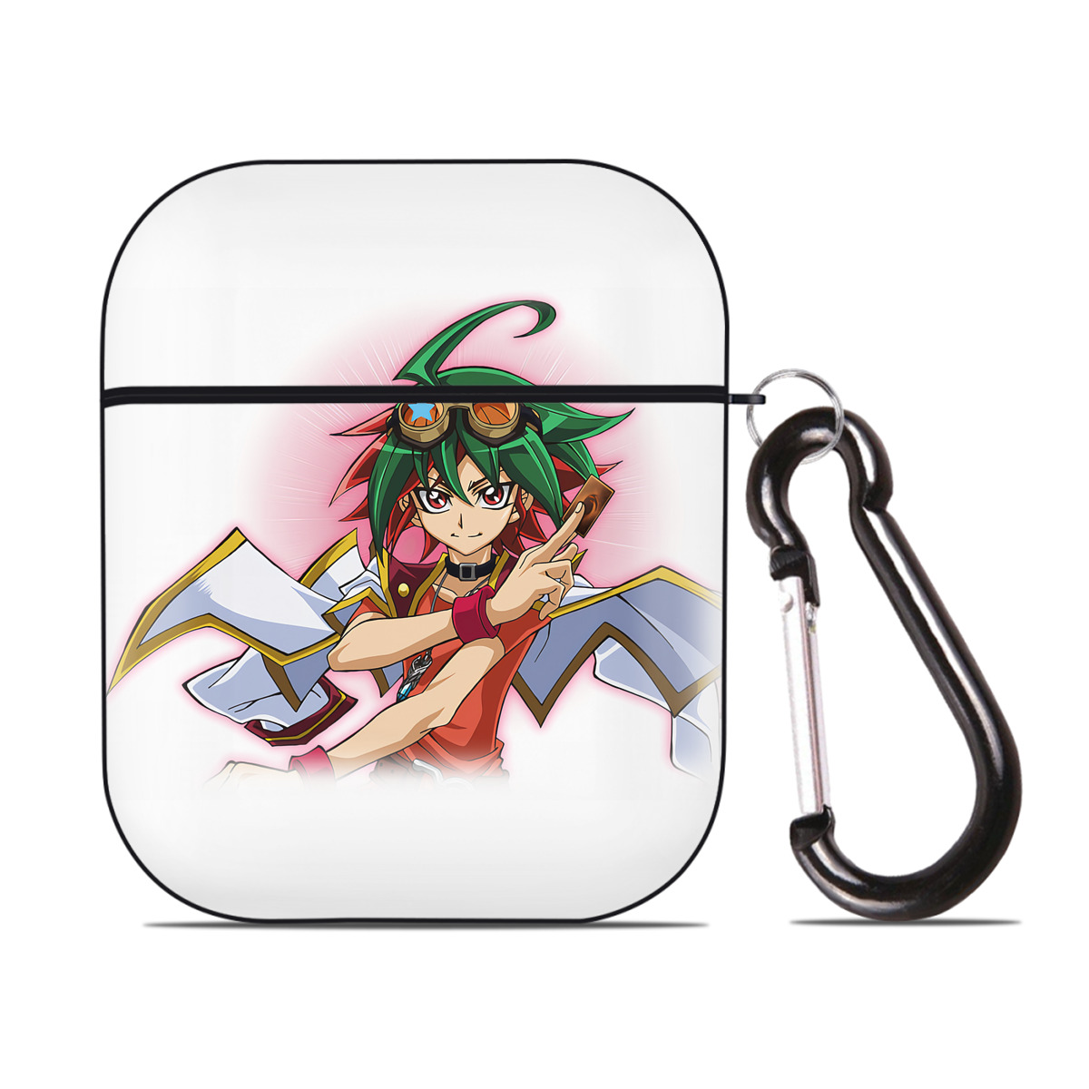 （画像用） 遊☆戯☆王 Yu-Gi-Oh! AirPods 第2世代保護ケース ハードシェル ブラック 耐衝撃・防指紋・カラビナ付き