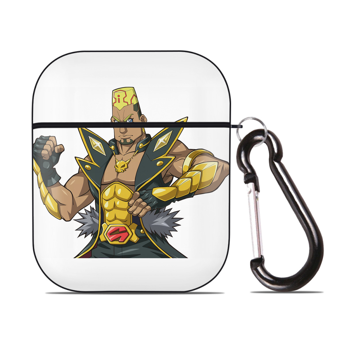 （画像用） 遊☆戯☆王 Yu-Gi-Oh! AirPods 第2世代保護ケース ハードシェル ブラック 耐衝撃・防指紋・カラビナ付き